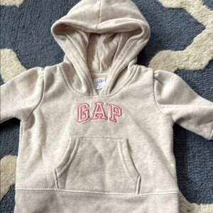 GAP Tan and Pink Logo Hoodie Soft Fleece Pullover